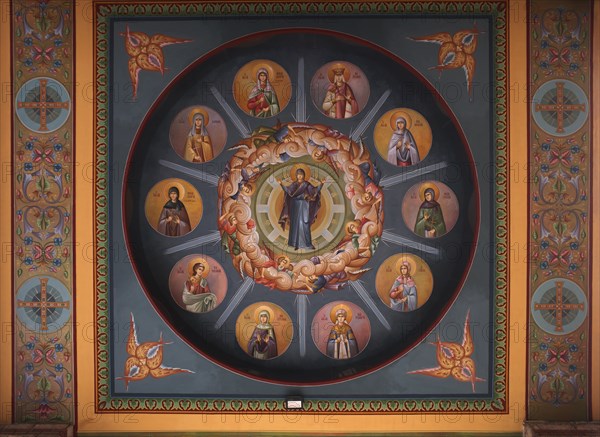 Close-up, ceiling painting, Katholikon, Monastery of St Theodora, Thessaloniki, Macedonia, Greece,