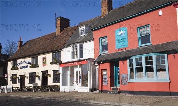 King's Head Inn, Wild Strawberry cafe, Galley restaurant, Market Hill, Woodbridge, Suffolk,