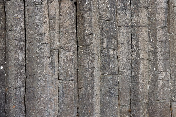 Dolerite cliff showing hexagonal basalt columns, volcanic rock formations at Gerouberg, Gerduberg