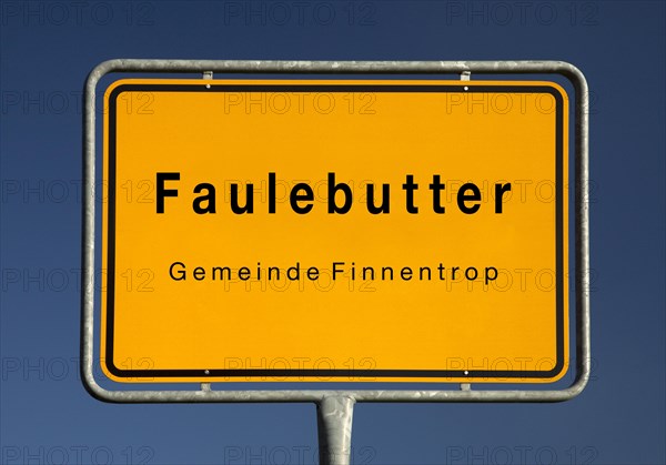 Place name sign Faulebutter, hamlet in the municipality of Finnentrop, Olpe district, North