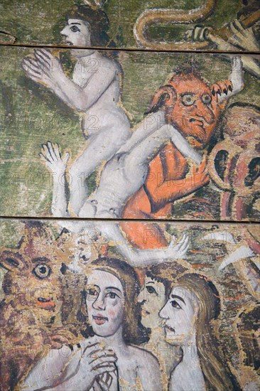 Early sixteenth century religious painting depicting the Day of Judgement called the Wenhaston