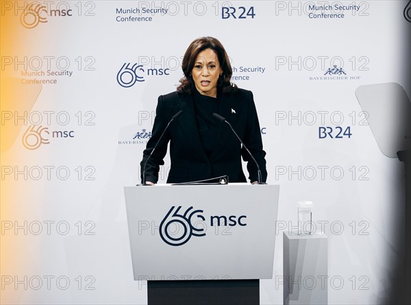 Kamala Harris, US Vice President, recorded during a speech at the Munich Security Conference (MSC)