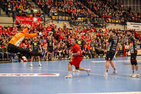 18.02.2024, 2nd HBL, German Handball League, matchday 21) : Game scene Eulen Ludwigshafen against