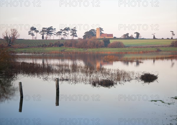 Coastal flooding leading to inundation of land not covered by flood water for 50 years, Ramsholt,