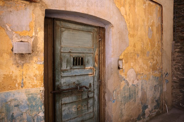 Door, gate, administrative building, former prison, weathered, Acropolis, Heptapyrgion, fortress,