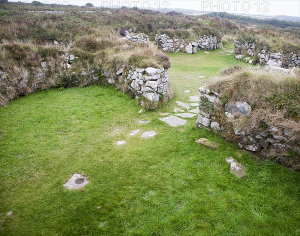 Chysauster Ancient Village is a late Iron Age and Romano-British village of courtyard houses in