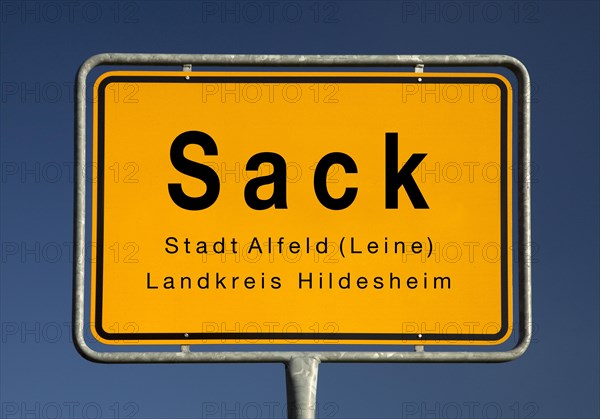 Place name sign Sack, district of the town of Alfeld an der Leine, district of Hildesheim, Lower