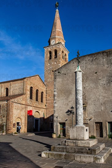 Old town with Basilica di Santa Eufemia, Citta vecchia, island of Grado, north coast of the