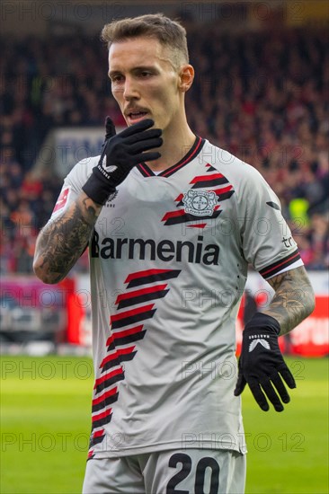 Football match, Alejandro GRIMALDO Bayer Leverkusen pensive, Voith-Arena football stadium,