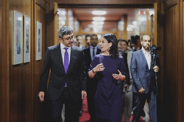 (R-L) Annalena Baerbock (Alliance 90/The Greens), Federal Foreign Minister, and Sheikh Abdullah bin