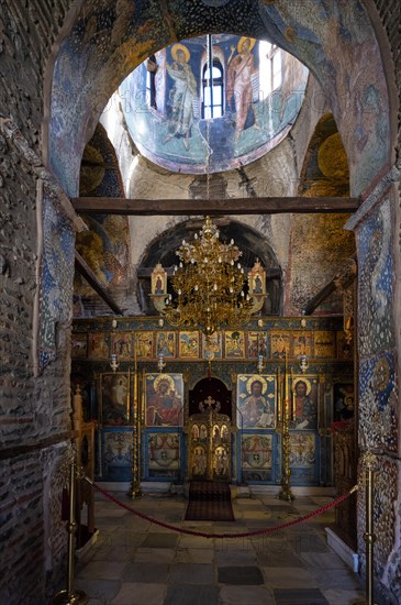 Interior view, altar, church Vlatades Monastery, also Holy Monastery Vlatodon, Thessaloniki,
