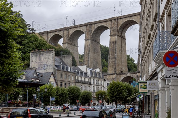 Viaduc de Morlaix, viaduct, circular arch bridge with two storeys, Morlaix, Finistere, Brittany,
