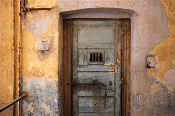 Door, gate, administrative building, former prison, weathered, Acropolis, Heptapyrgion, fortress,