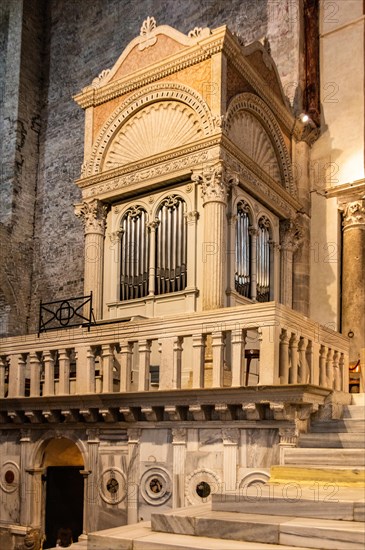 Organ, Basilica of Aquileia from the 11th century, largest floor mosaic of the Western Roman