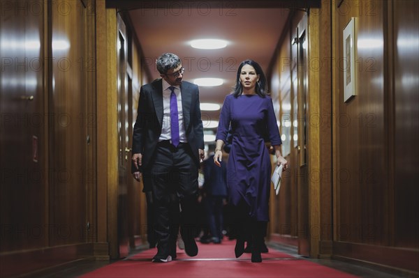 (R-L) Annalena Baerbock (Alliance 90/The Greens), Federal Foreign Minister, and Sheikh Abdullah bin