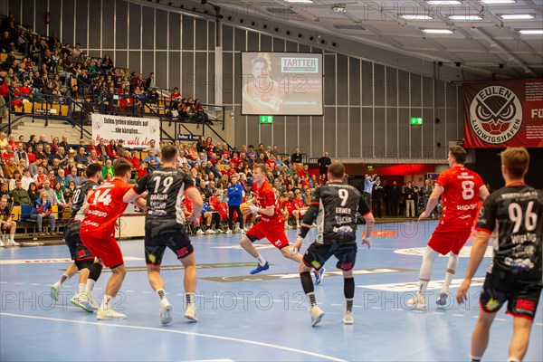 18.02.2024, 2nd HBL, German Handball League, matchday 21) : Game scene Eulen Ludwigshafen against