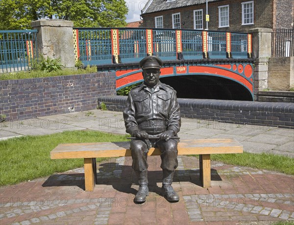 Captain Mainwaring statue from Dad's Army TV series, Thetford, Norfolk, England, United Kingdom,