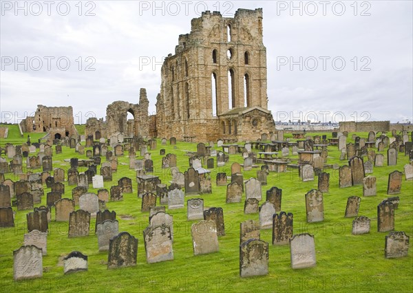 Eighteenth and nineteenth century gravestones at Tynemouth priory, Northumberland, England, United