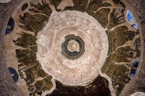 Interior view of Rotonda, Rotunda of Galerius, Roman circular temple, dome with ceiling mosaic and