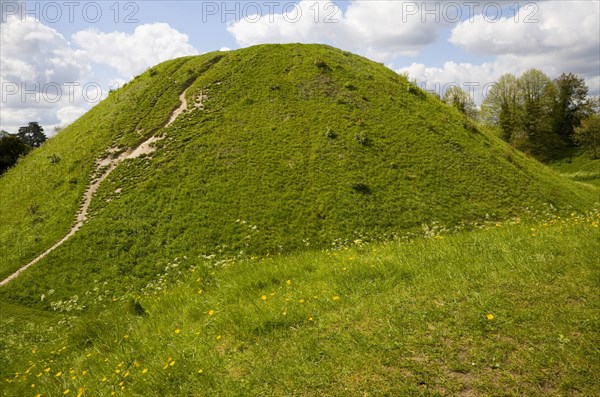 Thetford mound, a medieval motte and bailey castle, Thetford, Norfolk, England, United Kingdom,