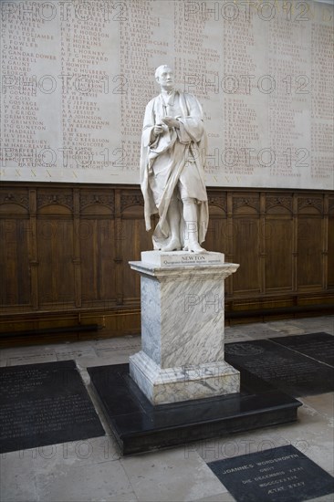 Statue of Isaac Newton, Trinity College chapel, University of Cambridge, England, United Kingdom,