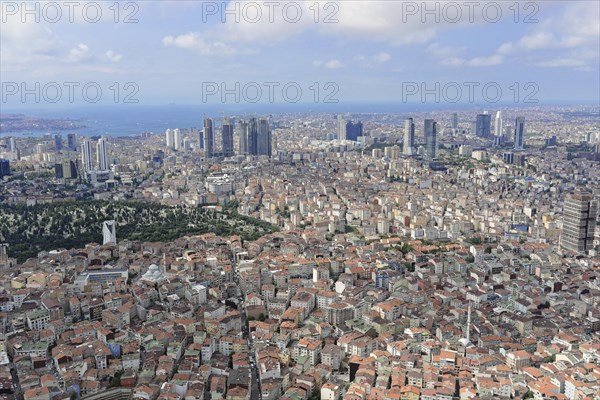 View from Istanbul Sapphire, to the south with Bosphorus and Marmara Sea, Levent, Besiktas,
