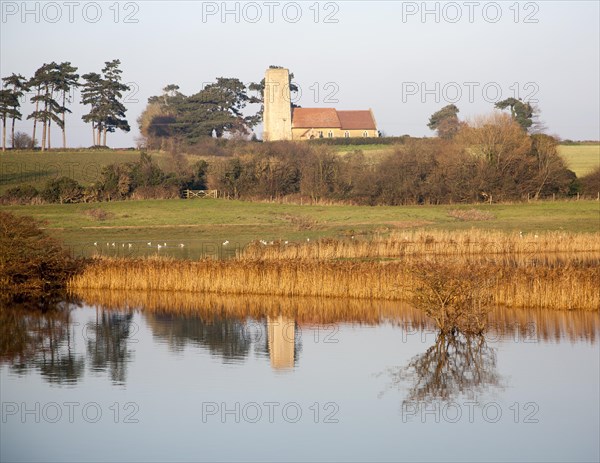 Coastal flooding leading to inundation of land not covered by flood water for 50 years, Ramsholt,