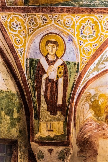 Crypt of frescoes from the 9th century under the main altar, Cripta degli Affreschi, Basilica of