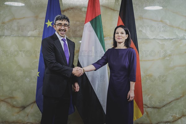 (R-L) Annalena Baerbock (Alliance 90/The Greens), Federal Foreign Minister, and Sheikh Abdullah bin