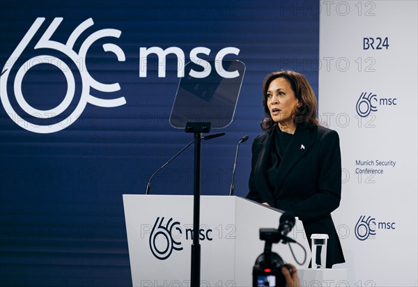 Kamala Harris, US Vice President, recorded during a speech at the Munich Security Conference (MSC)