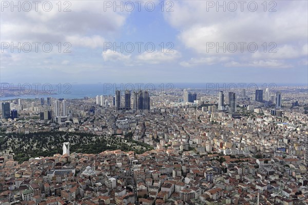 View from Istanbul Sapphire, skyscrapers, financial district, Levent, Besiktas, Istanbul, European