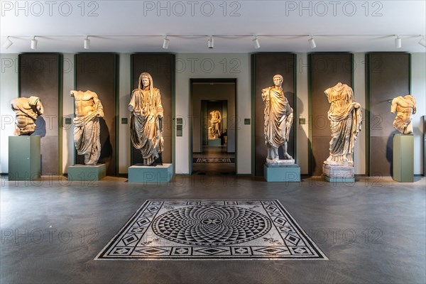 Entrance hall with sculptures and mosaic floor, National Archaeological Museum, Villa Cassis