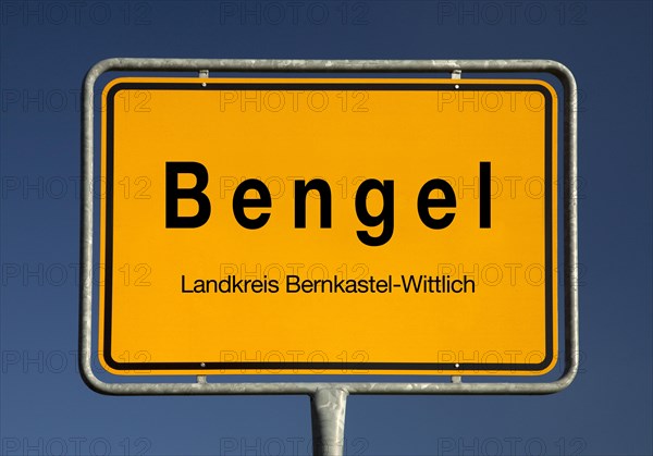 Place name sign Bengel, municipality in the district of Bernkastel-Wittlich, Rhineland-Palatinate,