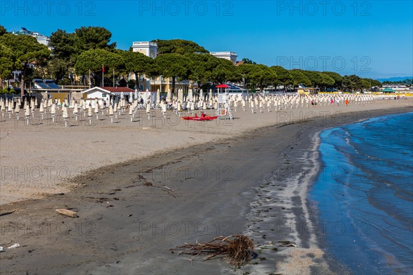Beach promenade, Grado island, north coast of the Adriatic Sea, Friuli, Italy, Grado, Friuli,