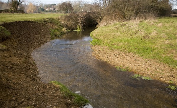 Meander with slip off slope and river cliff, River Deben, Ufford, Suffolk, England, United Kingdom,