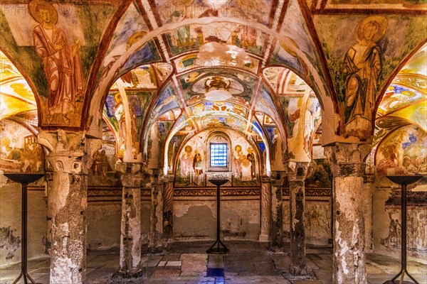 Crypt of frescoes from the 9th century under the main altar, Cripta degli Affreschi, Basilica of