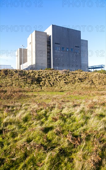 The decommissioned Magnox reactor block of Sizewell A nuclear power station, officially opened 7