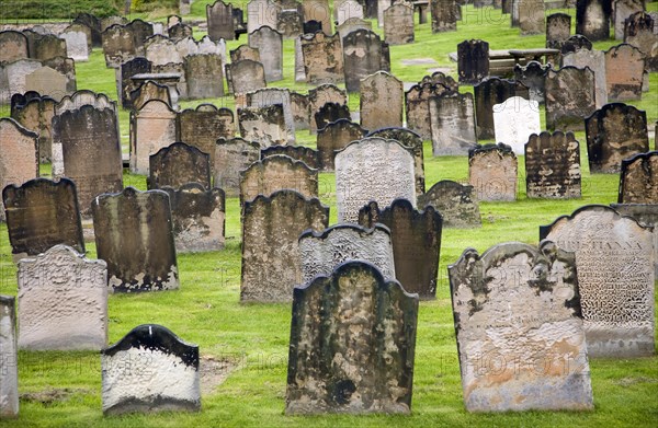 Eighteenth and nineteenth century gravestones at Tynemouth priory, Northumberland, England, United