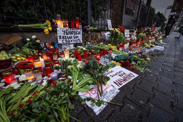 Photos, candles, grave lights and flowers for the Russian opposition leader Alexei Navalny, who