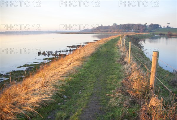 Coastal flooding leading to inundation of land not covered by flood water for 50 years, Ramsholt,
