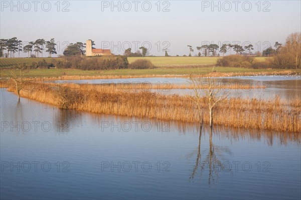 Coastal flooding leading to inundation of land not covered by flood water for 50 years, Ramsholt,