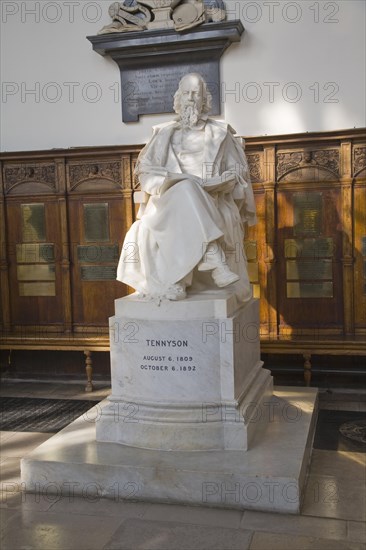 Statue of Tennyson, Trinity College chapel, University of Cambridge, England, United Kingdom,