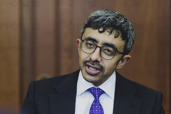 Sheikh Abdullah bin Zayed Al Nahyan, Foreign Minister of the United Arab Emirates, photographed in