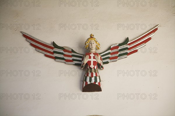 Wall mounted angel carving in Holy Trinity church, Blythburgh, Suffolk, England, United Kingdom,