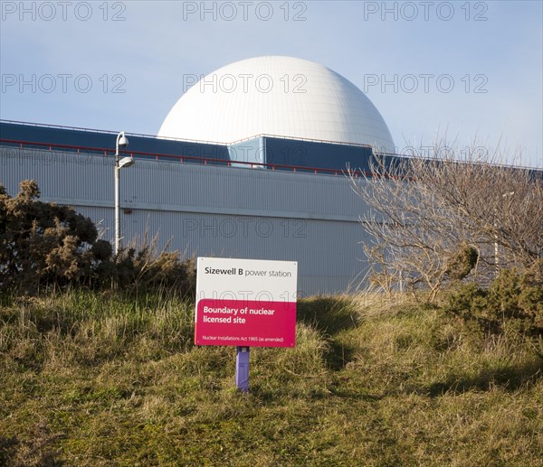 White dome of pressurised water reactor PWR of Sizewell A nuclear power station, near Leiston,