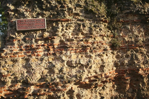 Detail of Roman brick building work in the Balkerne Gate, Colchester, Essex, England, United