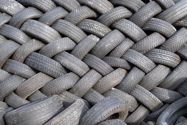 Tyres, old, used, worn, car, rubber, stack, export, tidy, Germany, Europe