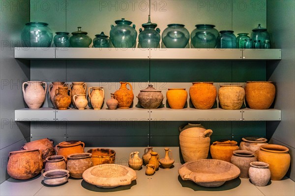 Clay and glass vessels, National Archaeological Museum, Villa Cassis Faraone, UNESCO World Heritage
