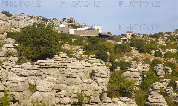 Dramatic limestone scenery of rocks shaped by erosion and weathering at El Torcal de Antequera