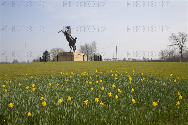 The Newmarket stallion sculpture by Marcia Astor and Allan Sly 2000 near the National Stud,